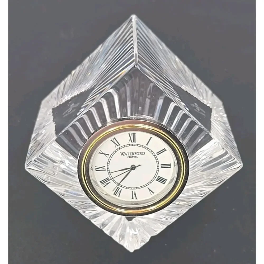 Vintage Waterford Crystal Desk Clock Meridian Cube Works PB205